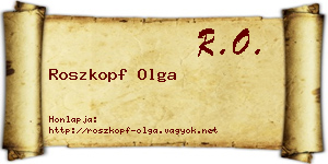 Roszkopf Olga névjegykártya